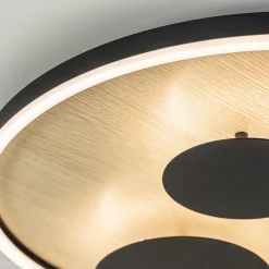 Straluma Grote LED plafondlamp zwart met houtlook dimbaar><noscript><img width=