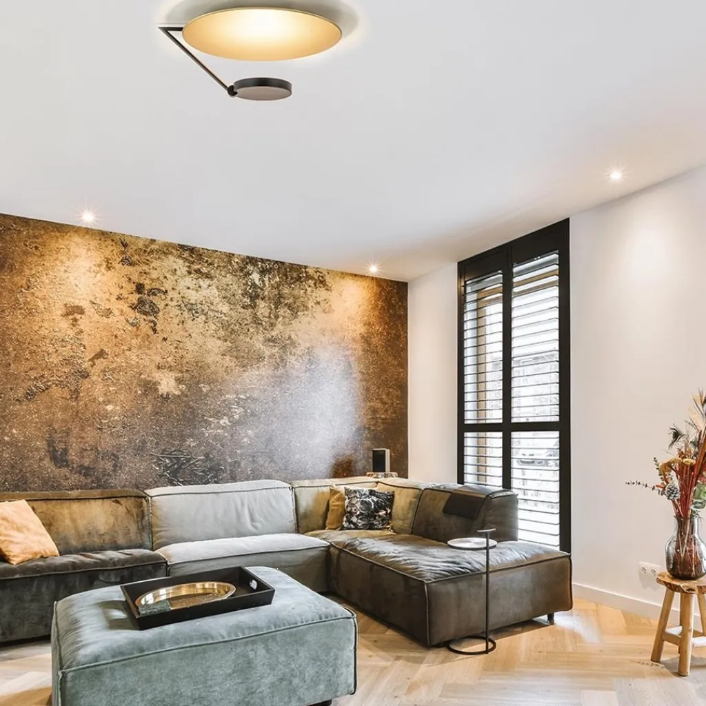 Straluma Grote LED plafondlamp zwart/goud indirect licht> Plafondlampen|Woonkamerlampen