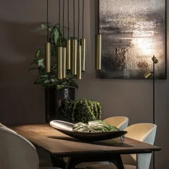 Straluma Grote 8-lichts hanglamp cilinder zwart met goud><noscript><img width=