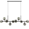 Straluma Grote 10-lichts hanglamp mat zwart met smoke glazen bollen> Eettafellampen|Keukenverlichting