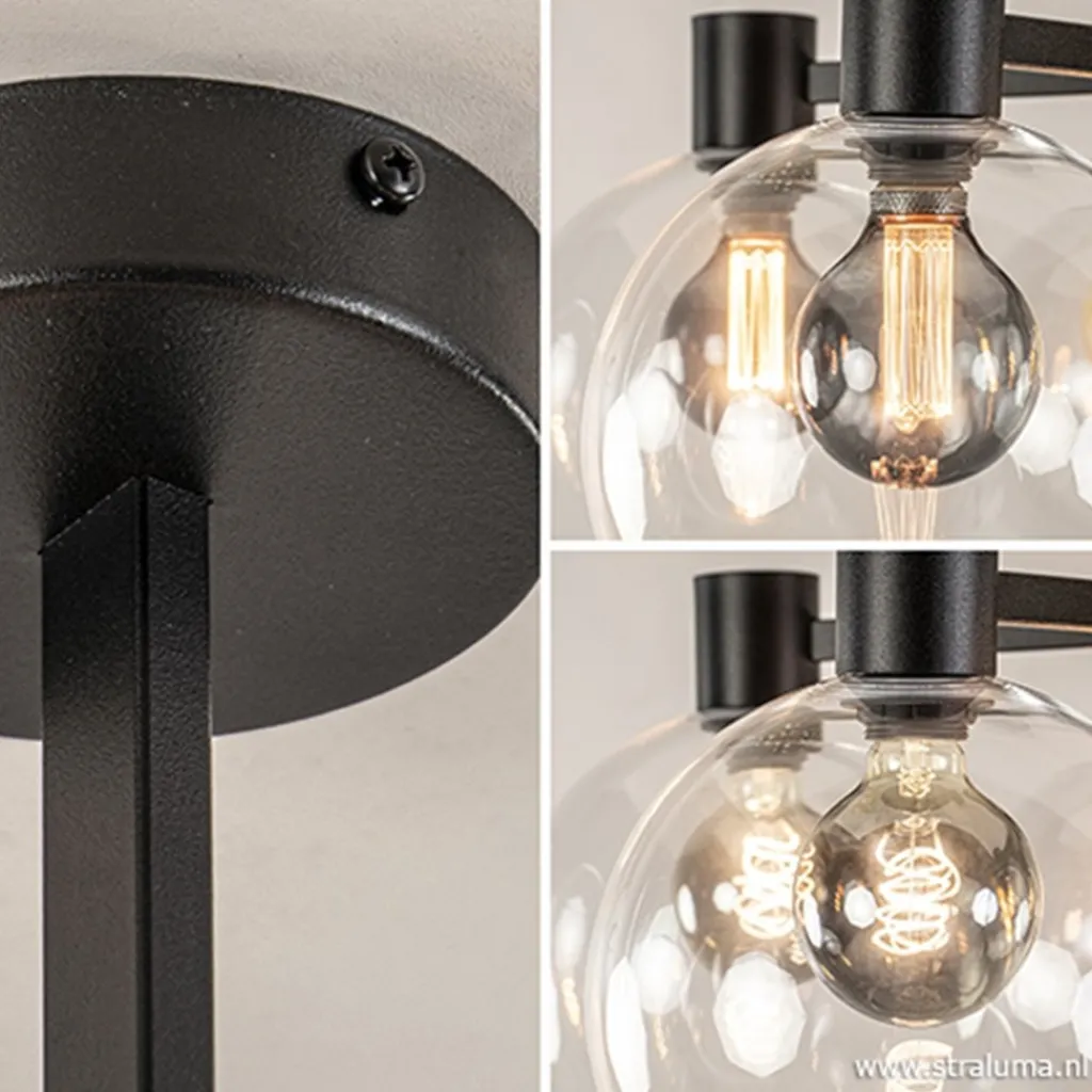 Straluma Grote 5-lichts plafondlamp helder glas> Slaapkamerlampen|Eetkamerverlichting