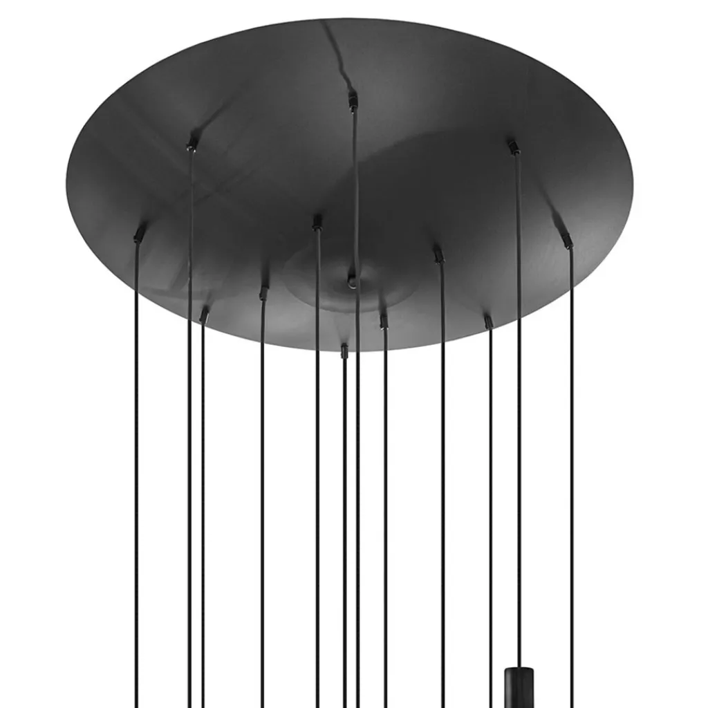 Straluma Grote 12-lichts videlamp mat zwart met zwarte pendels> Hanglampen|Videverlichting