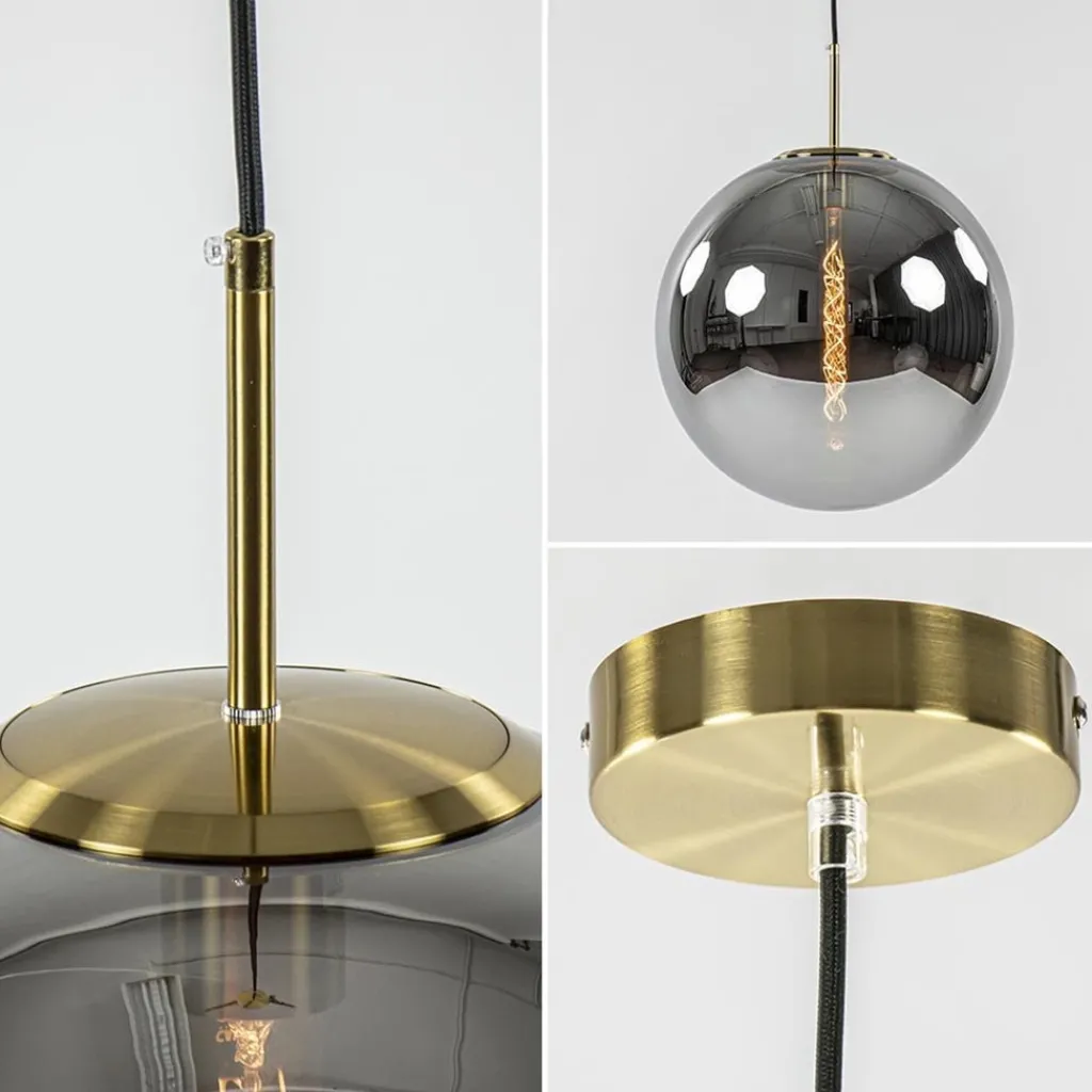 Straluma Grote luxe hanglamp brons + smoke glas Medina> Light and Living|Design Verlichting