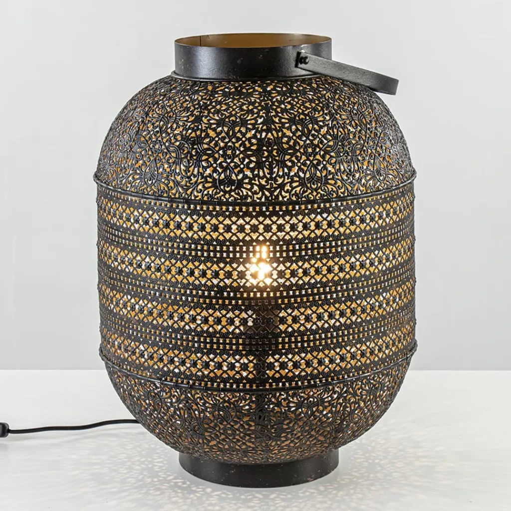 Straluma Grote Oosterse tafellamp lantaarn donker bruin> Woonkamerlampen|Slaapkamerlampen