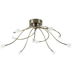 Straluma Grote plafondlamp brons met wit glas inclusief LED> Plafondlampen|LED Plafondlampen