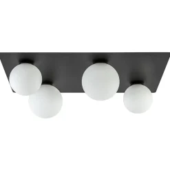 Straluma Grote plafondlamp rechthoekig zwart met witte bollen> Plafondlampen|Retro Verlichting