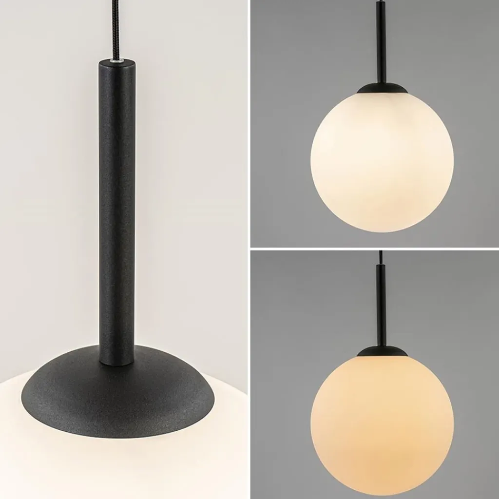 Straluma Grote retro hanglamp opaal glas met zwart> Woonkamerlampen|Slaapkamerlampen