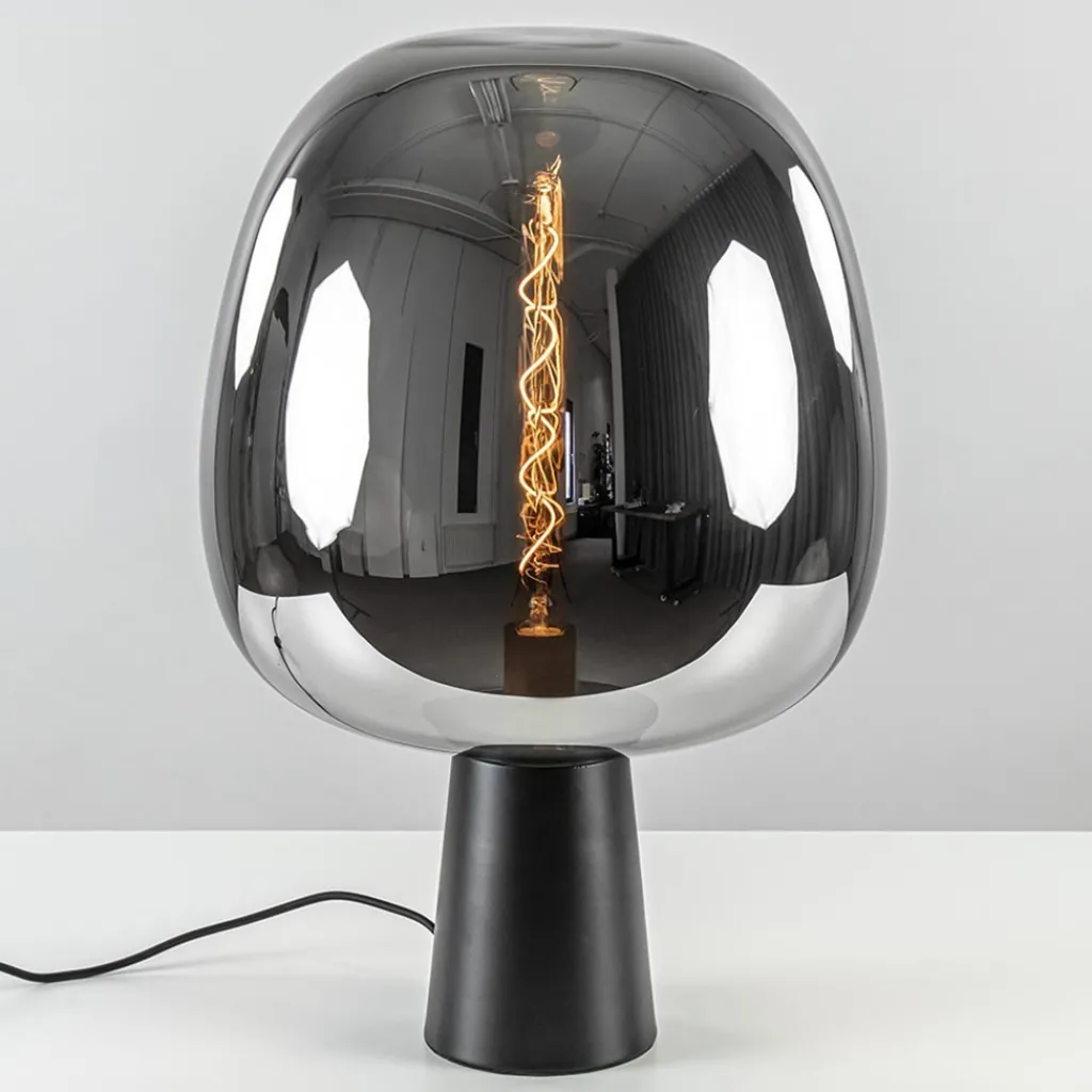 Straluma Grote tafellamp Amarah zwart met smoke glazen kap> Tafellampen|Light and Living