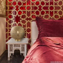 Straluma Grote tafellamp antiek messing met decoratief dessin><noscript><img width=