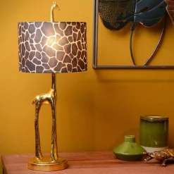 Straluma Grote tafellamp Giraf goud met bruine kap><noscript><img width=