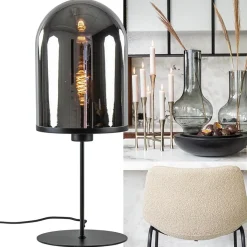 Straluma Grote tafellamp Maverick mat zwart met smoke glas><noscript><img width=