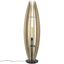 Straluma Grote vloerlamp blank hout met mat zwarte voet> Vloerlampen|Botanische Verlichting