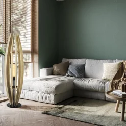 Straluma Grote vloerlamp blank hout met mat zwarte voet><noscript><img width=