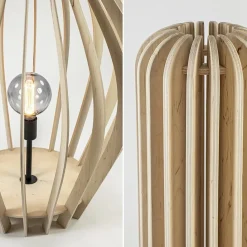 Straluma Grote vloerlamp kegel naturel hout met zwart><noscript><img width=