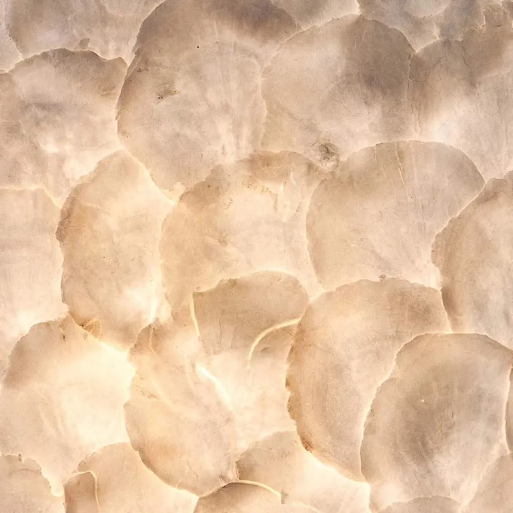 Straluma Hanglamp 40 cm rond creme schelpen> Schelpenlampen|Beach Verlichting