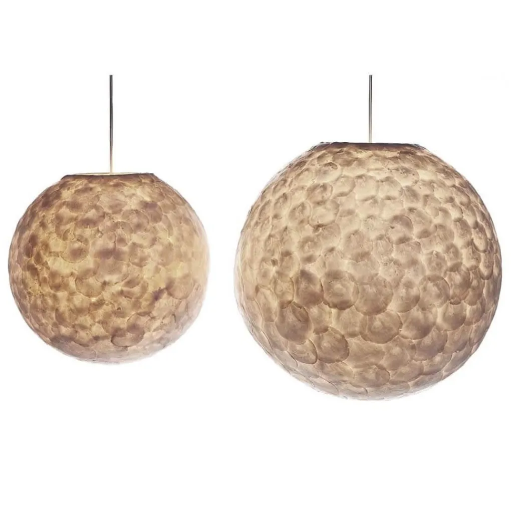 Straluma Hanglamp 40 cm rond creme schelpen> Schelpenlampen|Beach Verlichting
