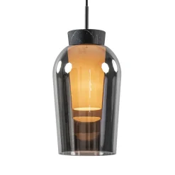 Straluma Hanglamp 1 lichts zwart/marmer met smoke glas> Hanglampen|Eettafellampen
