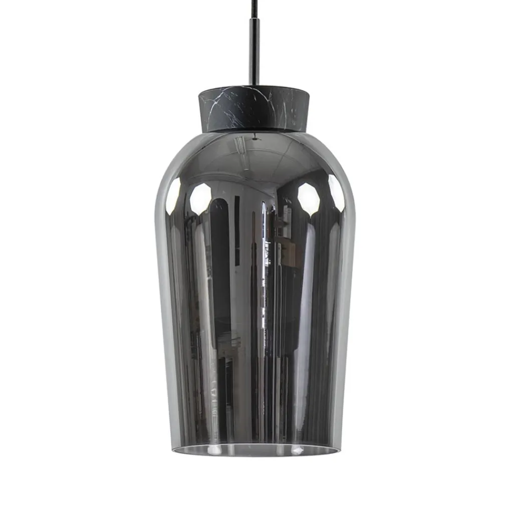 Straluma Hanglamp 1 lichts zwart/marmer met smoke glas> Hanglampen|Eettafellampen