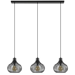 Straluma Hanglamp Aglio 28cm 3L op balk zwart> Eettafellampen|Draadlampen