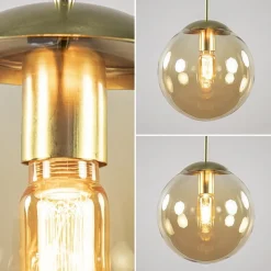 Straluma Hanglamp amber glazen bol 25 cm met messing><noscript><img width=