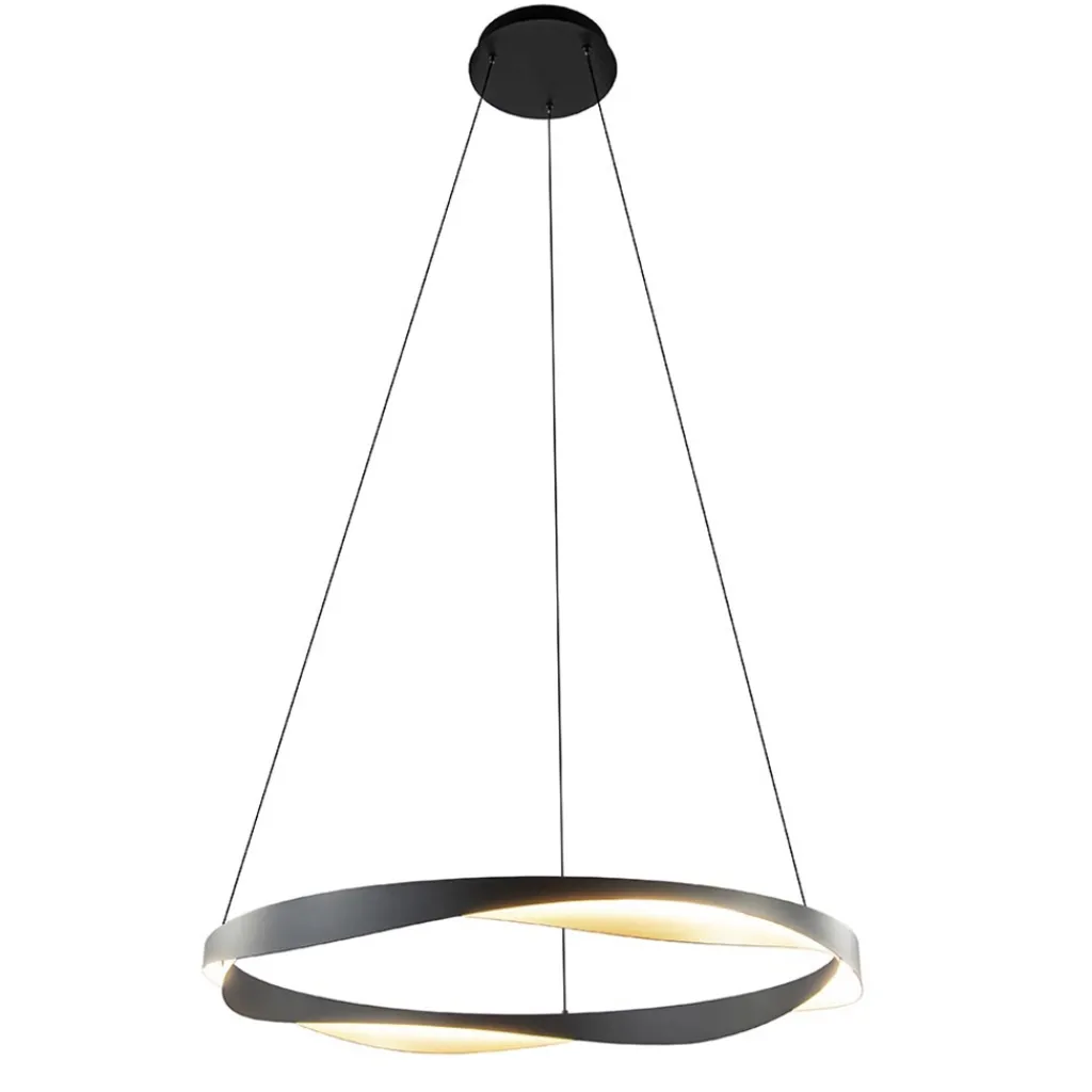 Straluma Hanglamp Ascoli 85 ring zwart/matgoud> Hanglampen|Eettafellampen