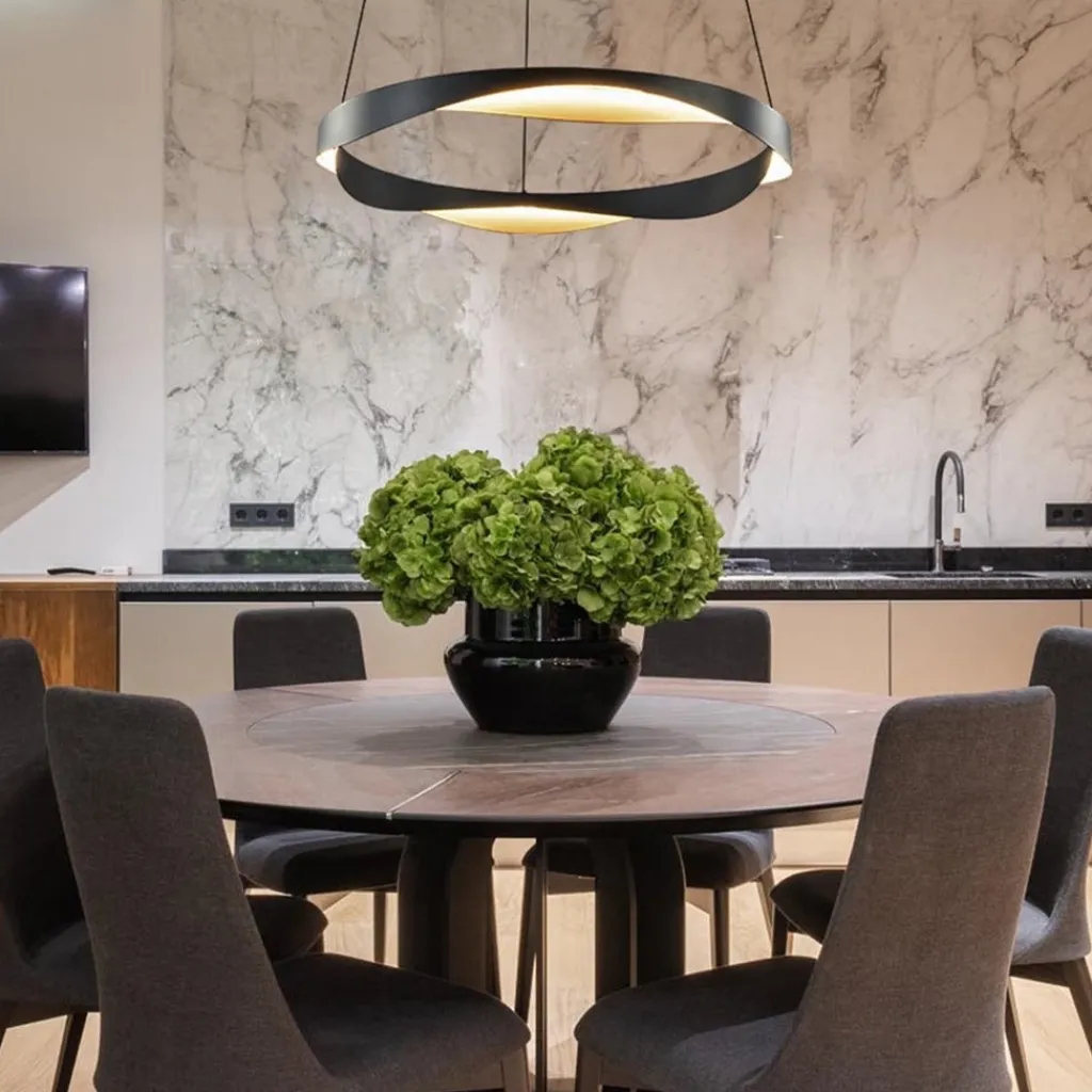 Straluma Hanglamp Ascoli 65 rond zwart/matgoud> Hanglampen|Eettafellampen