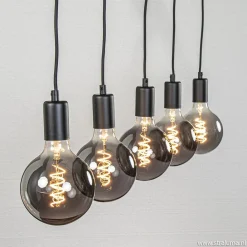 Straluma Hanglamp balk 110cm + 5x pendel zwart> Eettafellampen|Pendel Lampen