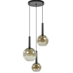 Straluma Hanglamp Bella 3L rond zwart+smoke glas><noscript><img width=