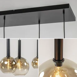 Straluma Hanglamp Bella Smoke 6L multipendel zwart/glas mix><noscript><img width=