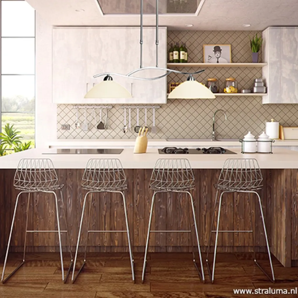 Straluma Hanglamp Capri staal/glas eettafel> Eettafellampen|Woonkamerlampen