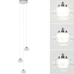 Straluma Hanglamp chroom/helder glas 3-lichts> Hanglampen|Eettafellampen