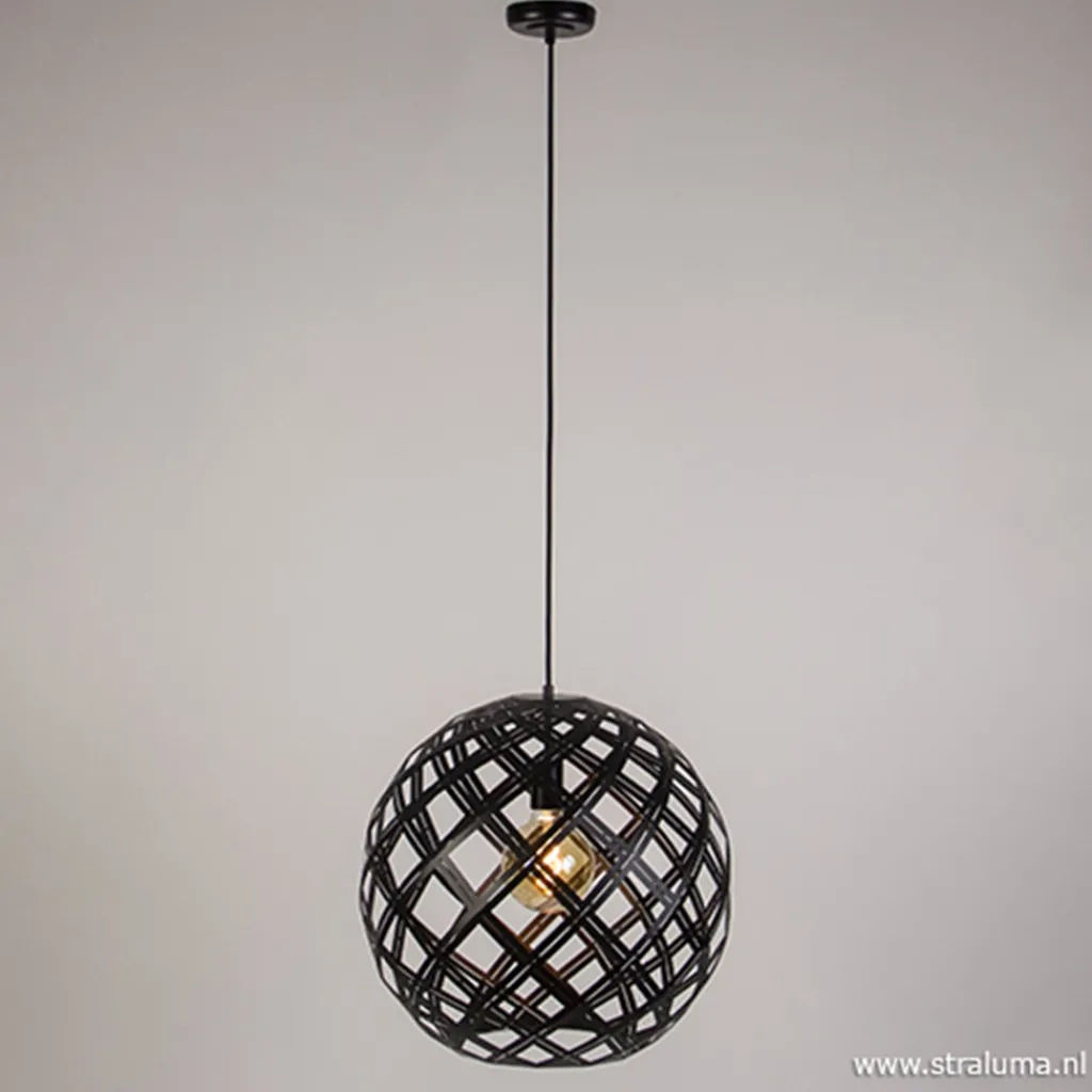 Straluma Hanglamp Emma bol zwart 50cm> Eettafellampen|Woonkamerlampen