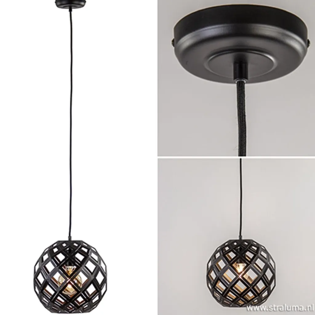 Straluma Hanglamp Emma bol zwart 30cm> Pendel Lampen|Woonkamerlampen