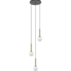 Straluma Hanglamp Globe 3L rond zwart/goud/wit><noscript><img width=