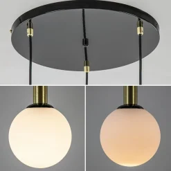 Straluma Hanglamp Globe 3L rond zwart/goud/wit><noscript><img width=