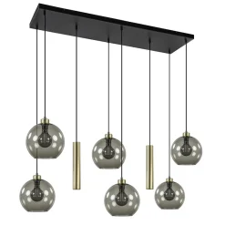 Straluma Hanglamp Globe 8L 6x glas/2xbuis goud><noscript><img width=