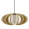Straluma Hanglamp houten lamellen + kap 50cm> Eettafellampen|Slaapkamerlampen