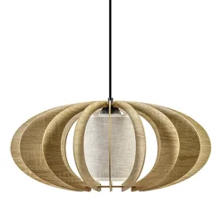 Straluma Hanglamp houten lamellen + kap 50cm> Eettafellampen|Slaapkamerlampen