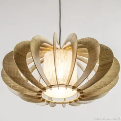 Straluma Hanglamp houten lamellen + kap 50cm><noscript><img width=