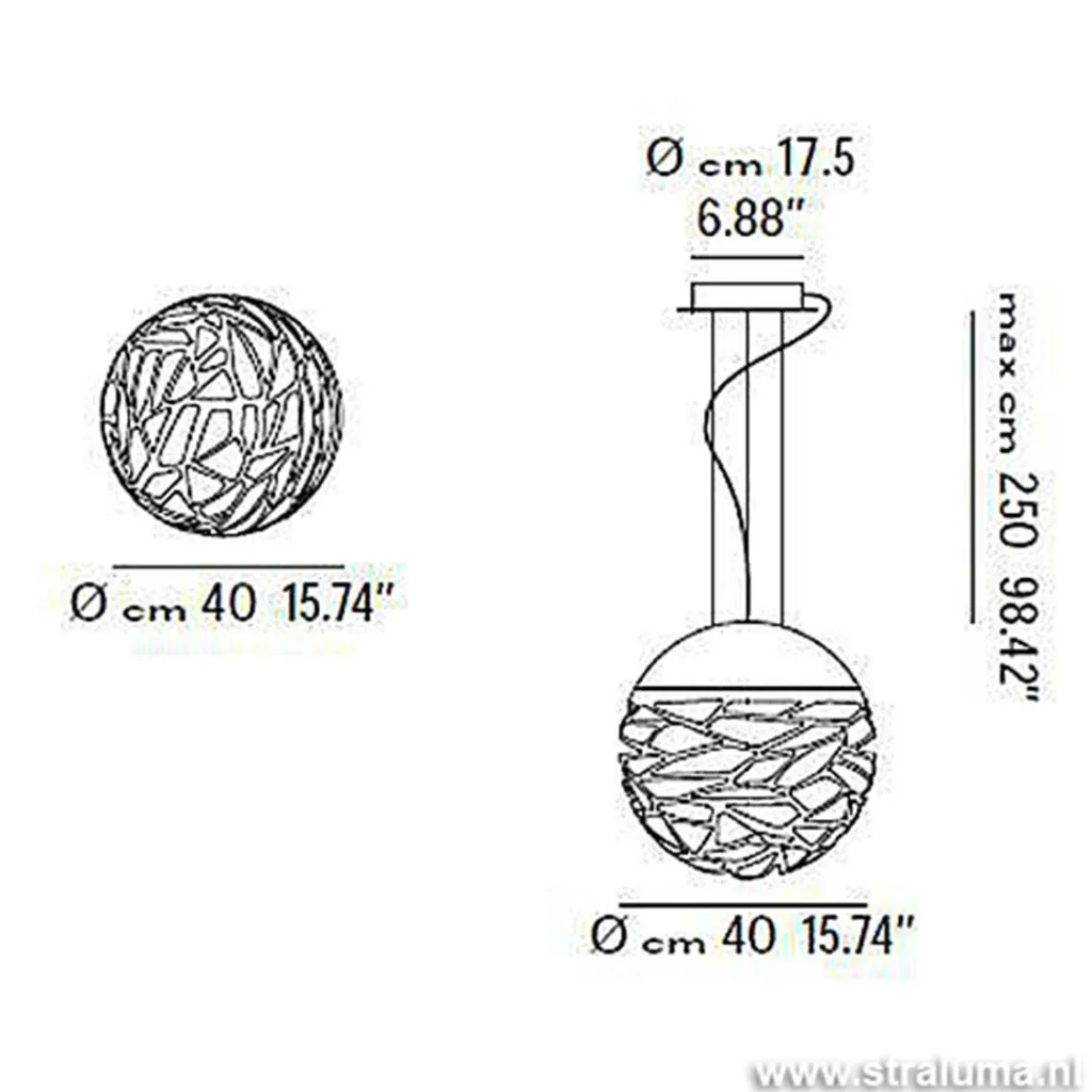 Straluma Hanglamp Kelly Sphere brons 40cm> Eettafellampen|Videverlichting