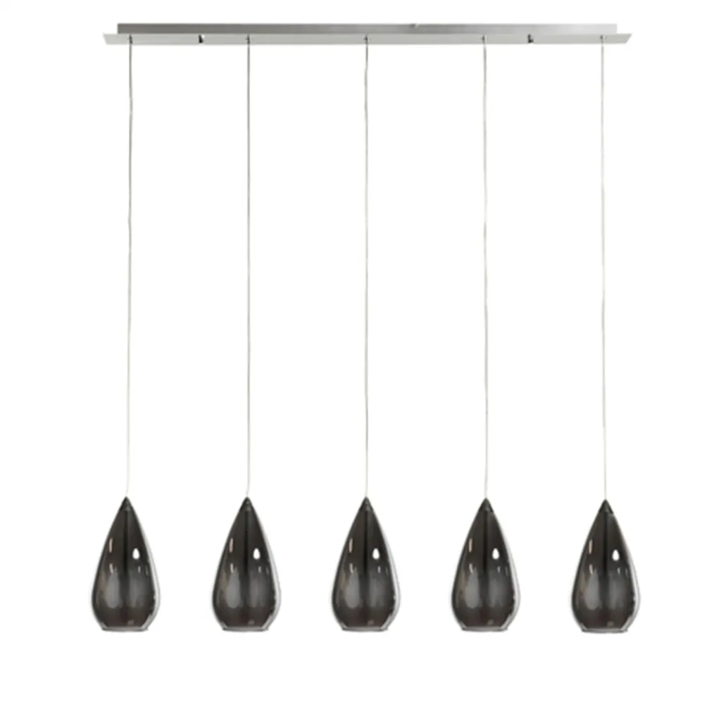 Straluma Hanglamp 5L druppel glas smoke> Eettafellampen|Decoratieve Verlichting