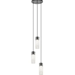 Straluma Hanglamp 3L rond zwart met cilinder glas> Eettafellampen|Pendel Lampen