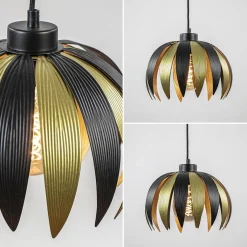 Straluma Hanglamp leaves mat zwart met goud><noscript><img width=