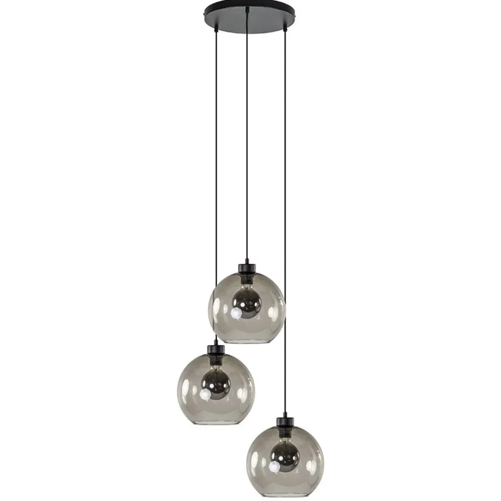 Straluma Hanglamp 3-lichts rond glas smoke 25 cm> Eettafellampen|Pendel Lampen