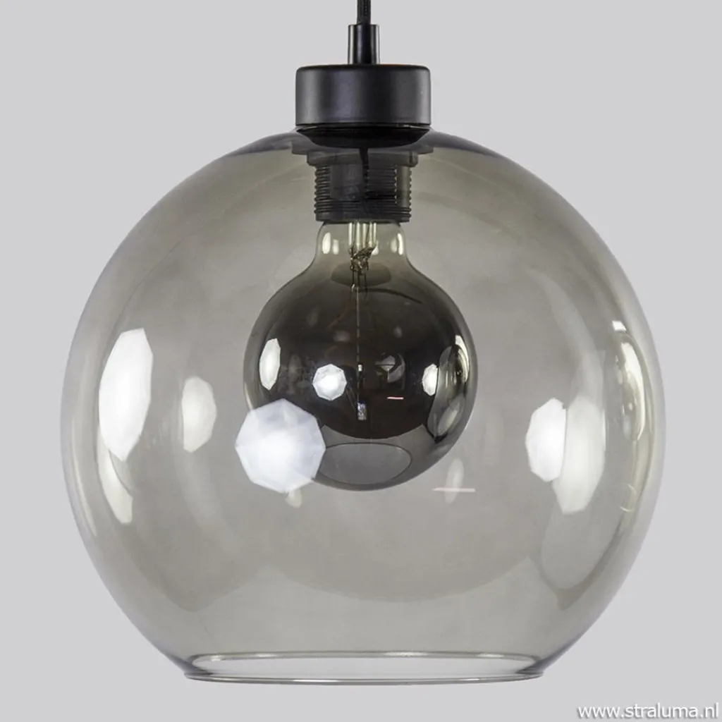Straluma Hanglamp 3-lichts rond glas smoke 25 cm> Eettafellampen|Pendel Lampen