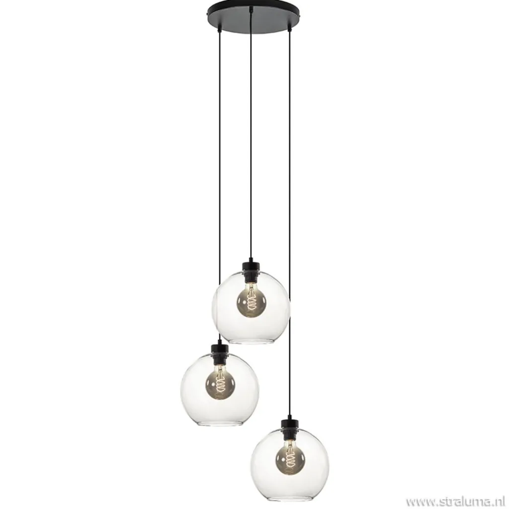 Straluma Hanglamp 3-lichts rond glas helder 25 cm> Videverlichting|Pendel Lampen