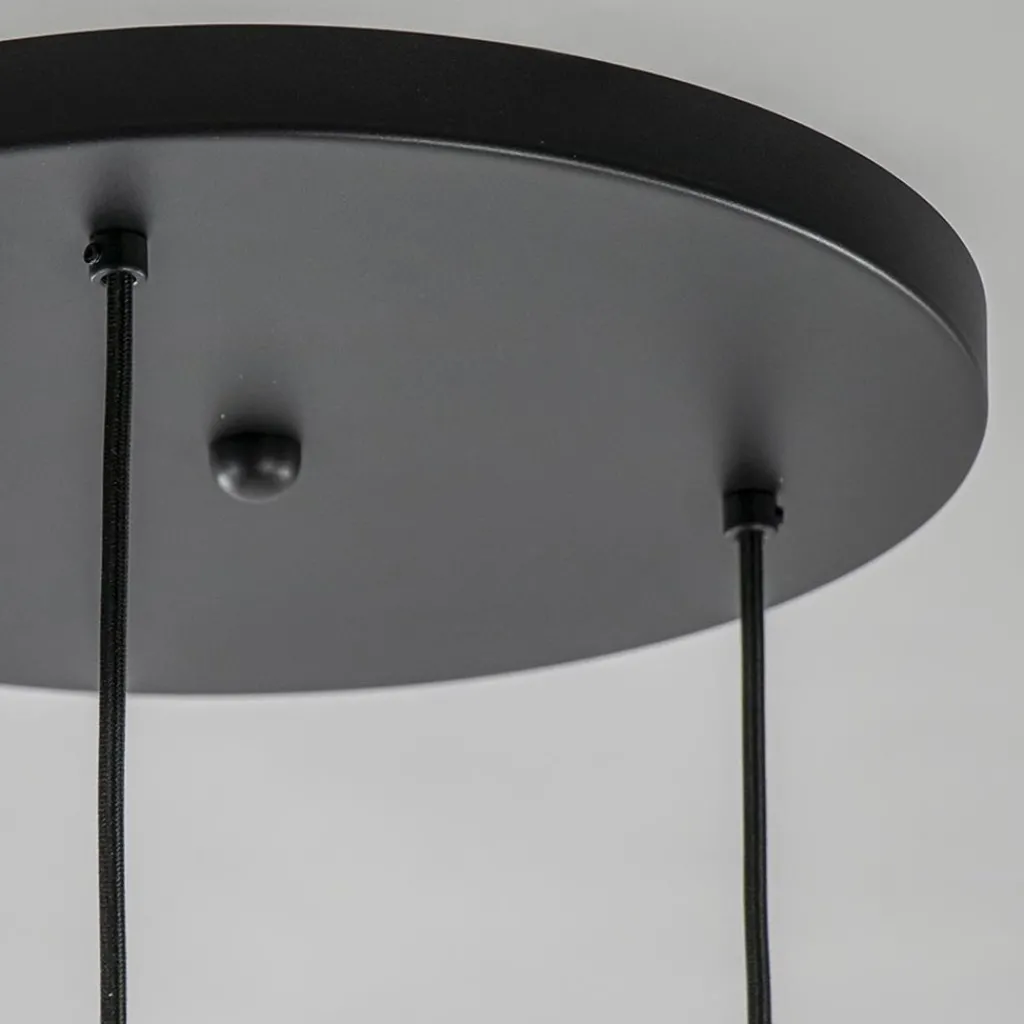 Straluma Hanglamp 3-lichts rond zwart met goud gradient glas> Hanglampen|Eettafellampen