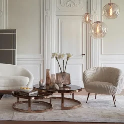 Straluma Hanglamp Medina 48cm messing + amber glas><noscript><img width=