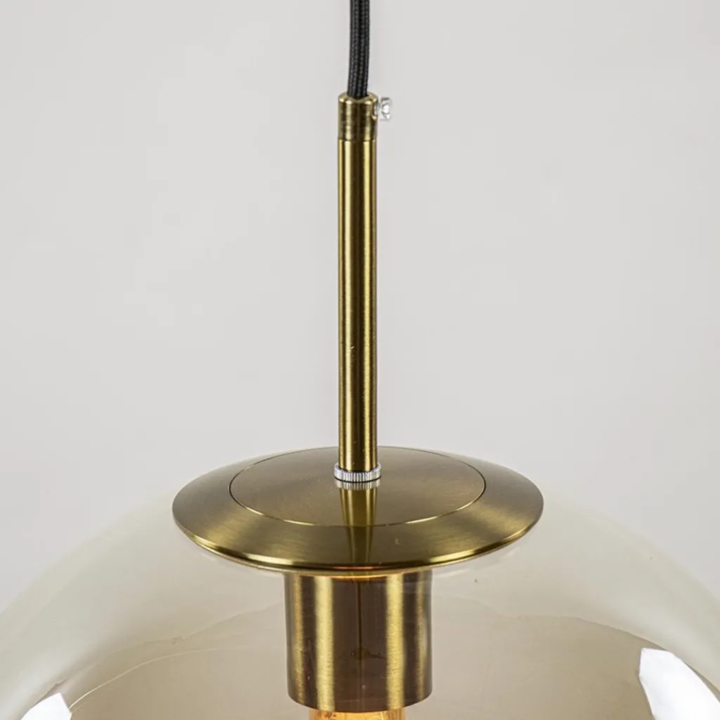 Straluma Hanglamp Medina satin gold/amber glas 30cm> Light and Living|Woonkamerlampen