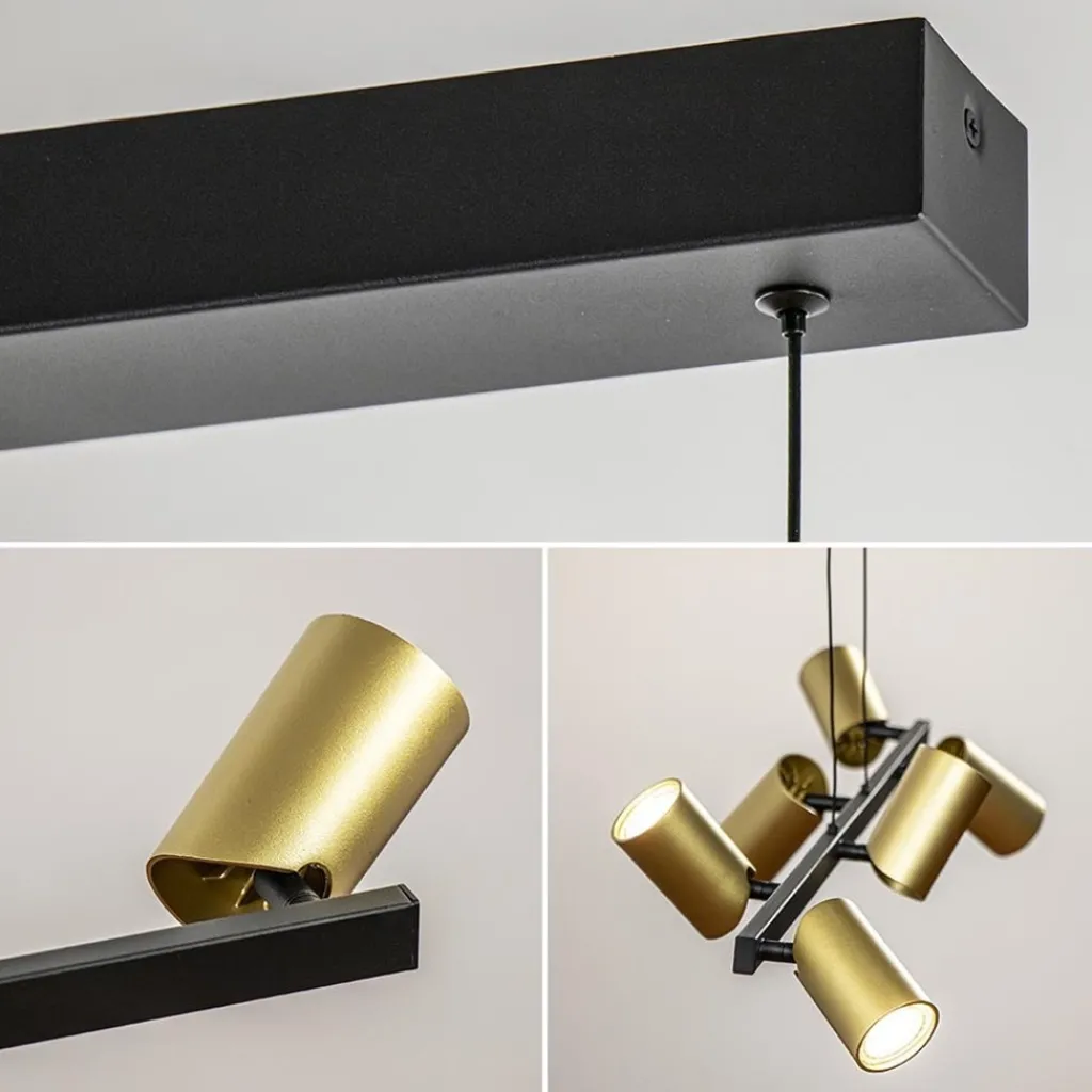 Straluma Hanglamp met spots 6-lichts zwart/goud> Eettafellampen|Kantoorverlichting